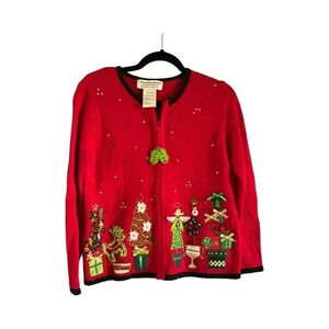 Vintage Tiara international woman’s size Small full zip Christmas sweater jacket